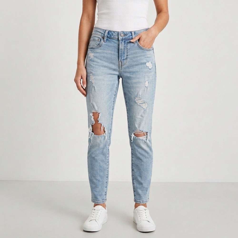 American Eagle Next Level Airflex Distressed Skinny Jeans Light Wash 30x30
